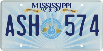 MS license plate ASH574