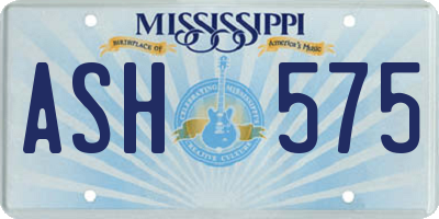 MS license plate ASH575