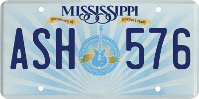 MS license plate ASH576