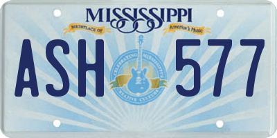 MS license plate ASH577
