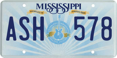 MS license plate ASH578