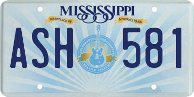MS license plate ASH581