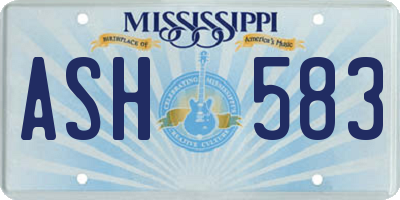 MS license plate ASH583