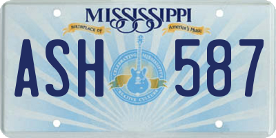 MS license plate ASH587