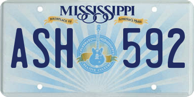 MS license plate ASH592