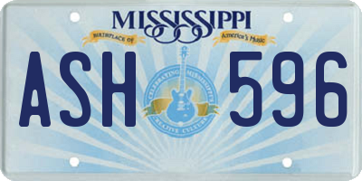 MS license plate ASH596