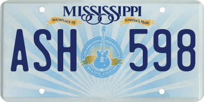 MS license plate ASH598