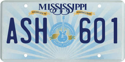 MS license plate ASH601