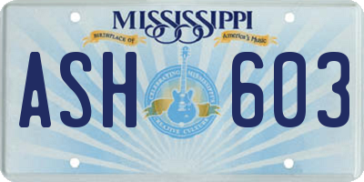MS license plate ASH603
