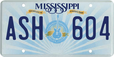 MS license plate ASH604
