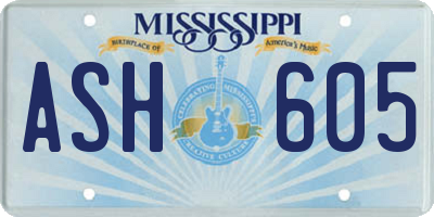 MS license plate ASH605