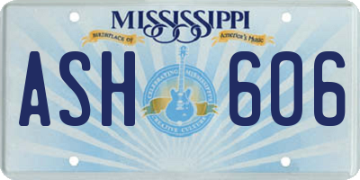 MS license plate ASH606