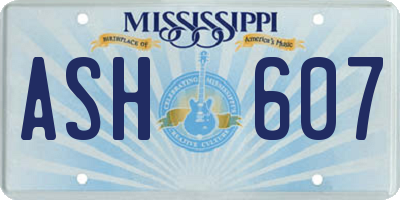 MS license plate ASH607