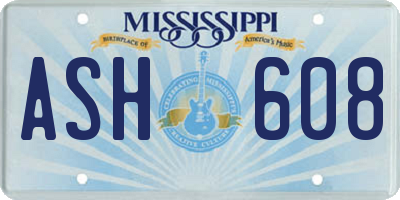 MS license plate ASH608
