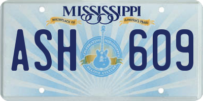 MS license plate ASH609