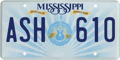 MS license plate ASH610