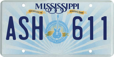 MS license plate ASH611