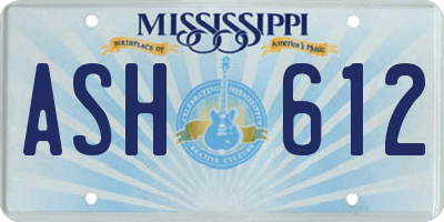 MS license plate ASH612