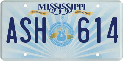 MS license plate ASH614