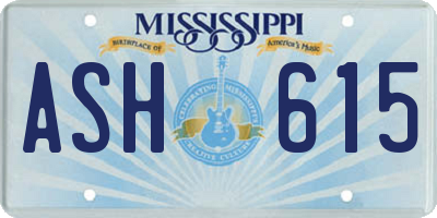 MS license plate ASH615