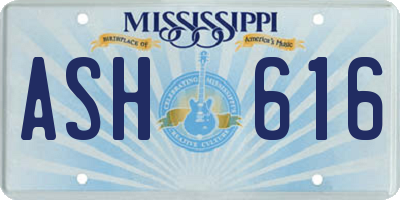 MS license plate ASH616