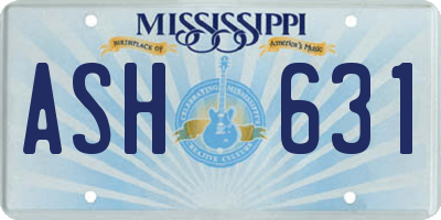 MS license plate ASH631