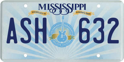 MS license plate ASH632