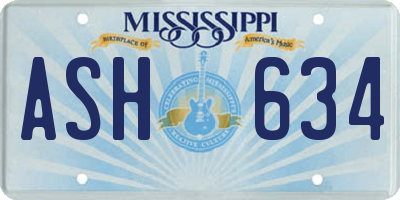 MS license plate ASH634