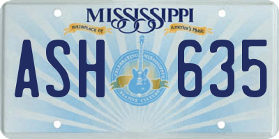 MS license plate ASH635