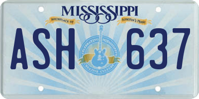 MS license plate ASH637