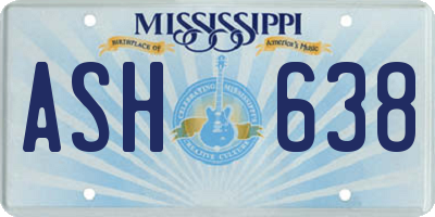 MS license plate ASH638