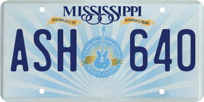 MS license plate ASH640