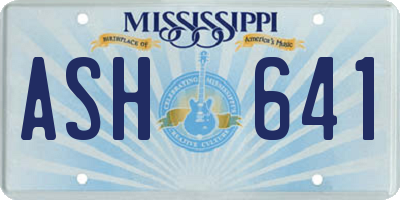 MS license plate ASH641