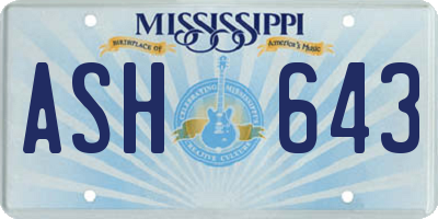 MS license plate ASH643