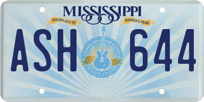 MS license plate ASH644