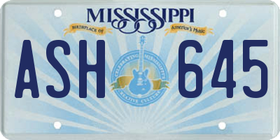 MS license plate ASH645