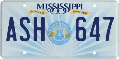 MS license plate ASH647