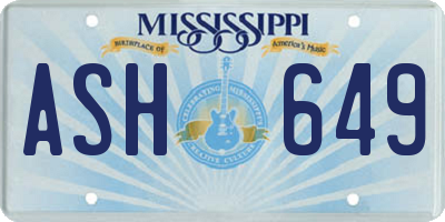 MS license plate ASH649