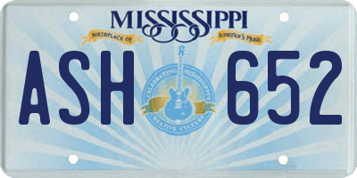 MS license plate ASH652