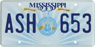 MS license plate ASH653