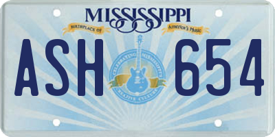 MS license plate ASH654