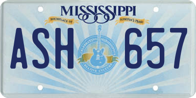 MS license plate ASH657