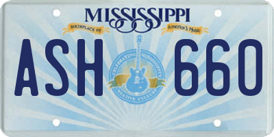 MS license plate ASH660