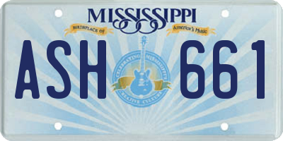 MS license plate ASH661