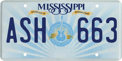 MS license plate ASH663