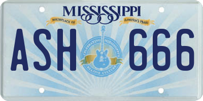 MS license plate ASH666