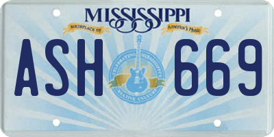 MS license plate ASH669