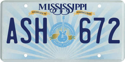 MS license plate ASH672