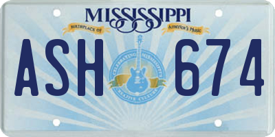 MS license plate ASH674