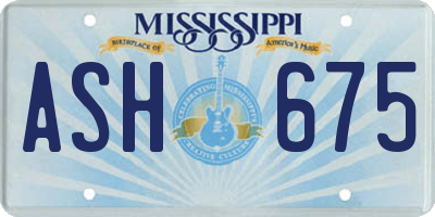 MS license plate ASH675